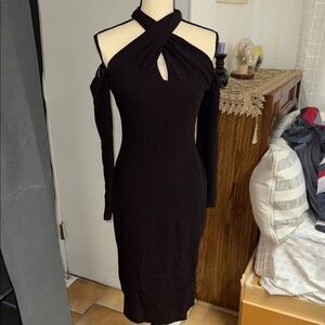 Elegant dark burgundy Halter Dress